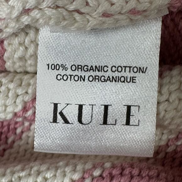 KULE Striped Organic Cotton Sweater Pink White Long Sleeve Size Large - Picture 9 of 9